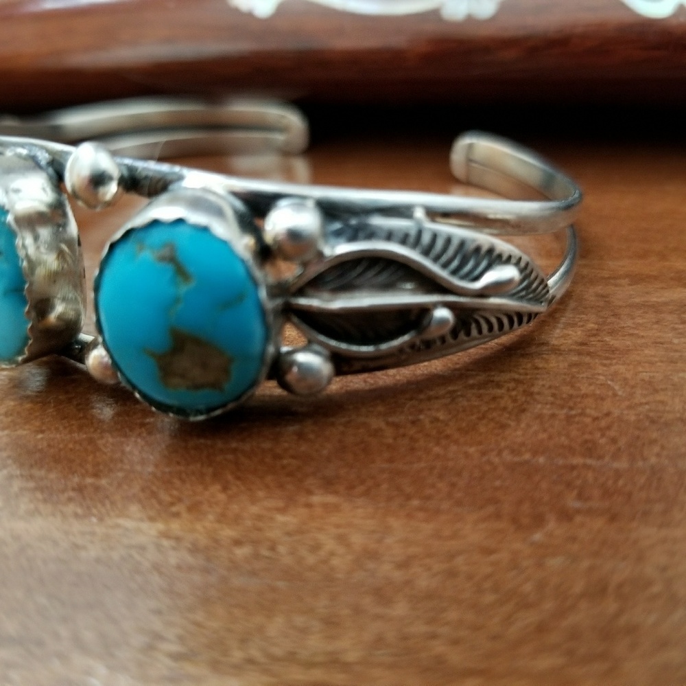 Sleeping Beauty Turquoise Sterling Bracelet Cuff.